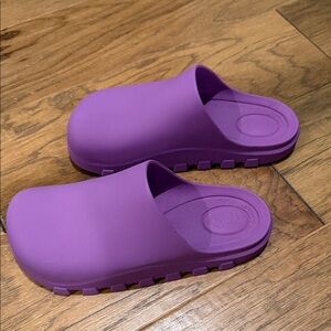 Purple slip ons only worn inside house